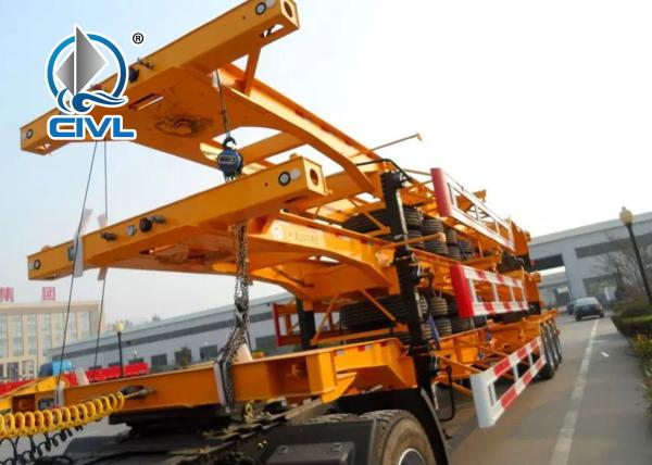 Green 2 Axles Tractor Trailer Trucks / Skeleton Container Diesel Transport Trailer