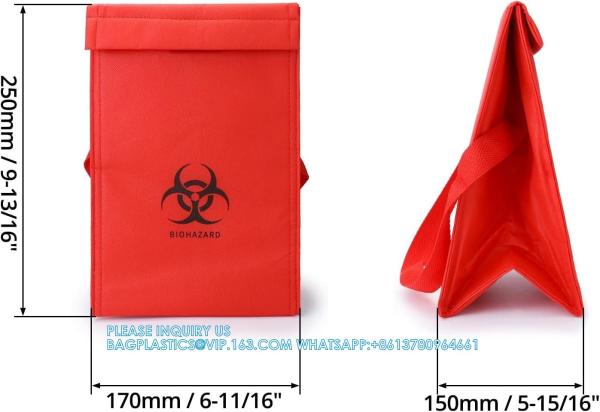 Medical Insulated Biohazard Cooler Bag, Medical Specimen Transport Bag, Bio Transport Bag, 6.75 X 10 X 5.75