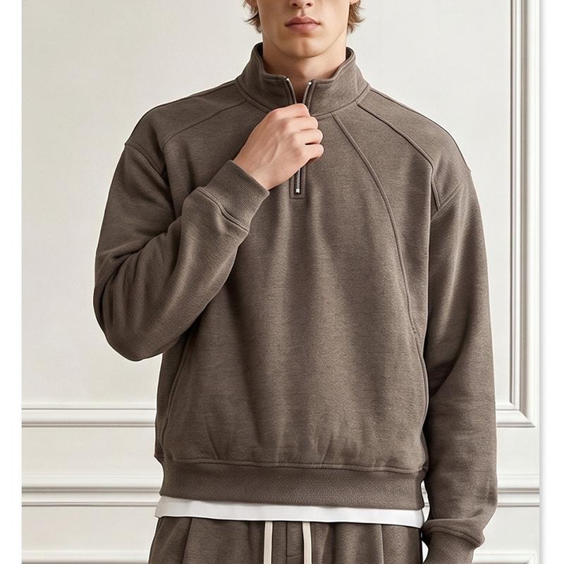 Men 320G Half‑Zip Polo Quarter‑Zip Sweatshirt, Custom OEM ODM
