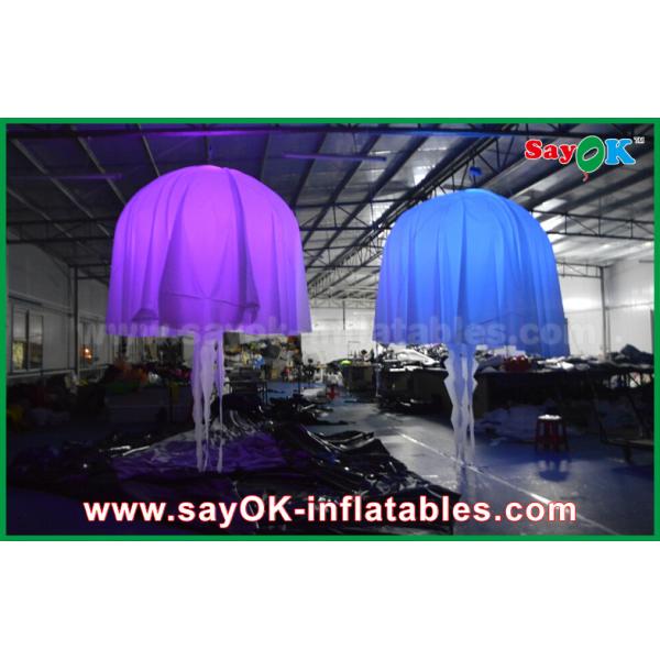 White Club Bar Inflatable Lighting Decoration Jellyfish Nylon Cloth For Party
