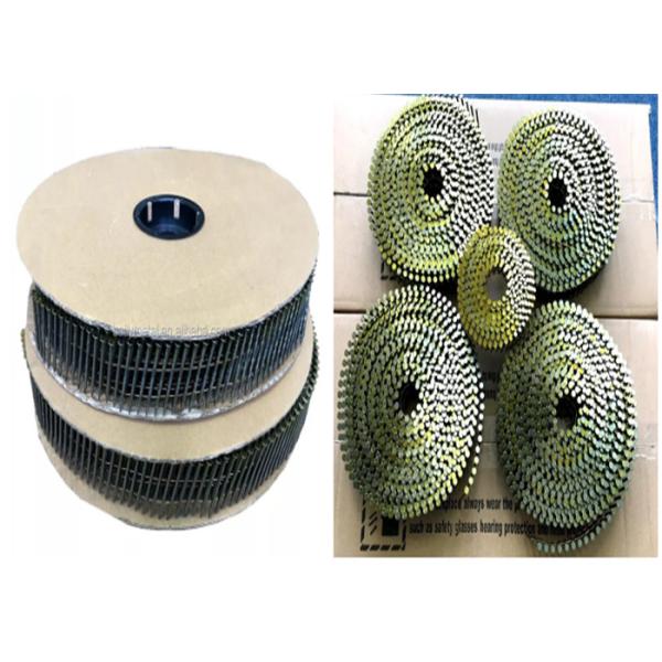 120pcs / Coil Coil Roofing Nails Yellow Twisted Shank Construction