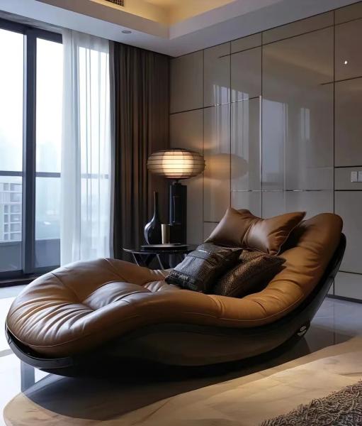 Modern Retro Single Reclining Chaise Lounge Sofa Home Furniture Use Bedroom Study Grand Flat Villa Casual Living Room