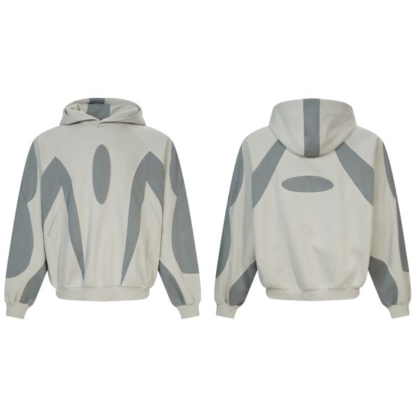 Low MOQ Customized Color Block Splicing 3D Embroidery Oversized Pullover Winter Hoodie Pocket Hip Hop Polyester/Cotton Blend