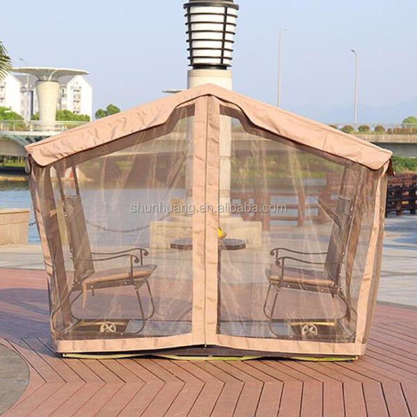 Outdoor Garden Furniture Aluminum Frame 4 Seat Dining Swing Chair with Canopy and Net