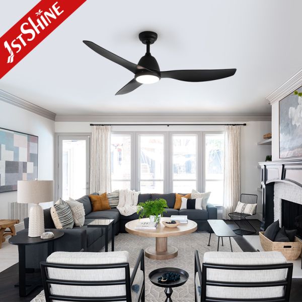 52 Inches Black Ceiling Fan with ABS Blades and Whisper-Quiet DC Motor LED Lighting