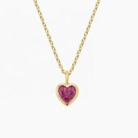 Collier classique en argent sterling 925 en forme de cœur en émeraude