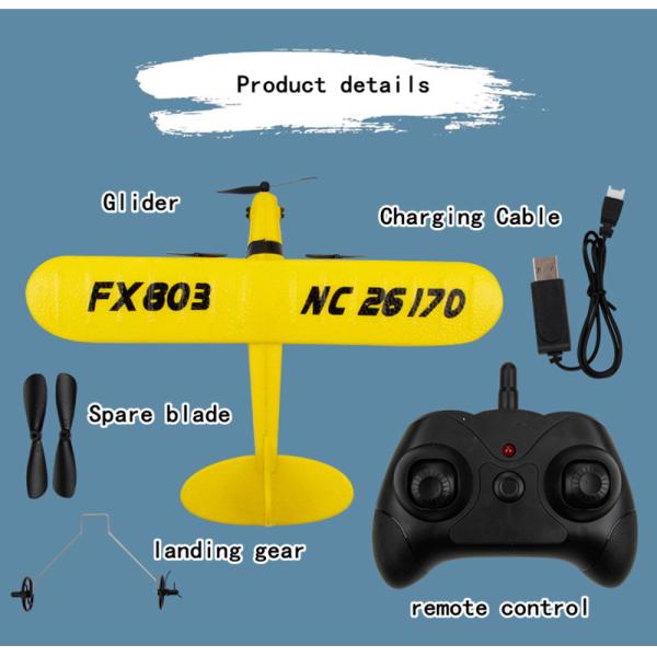 Fx803 Piper Cub J-3 RC Самолет Модель технологии 2.4 ГГц Удалённое управление Самолет Глайдер для наружного видеосъемки Разрешение N/A