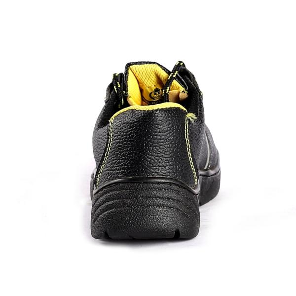 Comfortable EVA Insole Steel Toe Black Leather Mesh PU Sole Puncture Resistance Work Safety Shoes