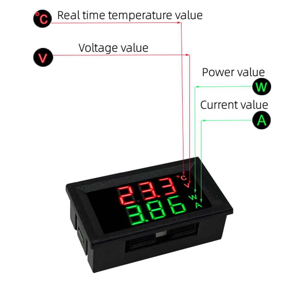 Mini Digital Panel Meter Tester 100V 10A Dual LED & LCD Display Volt & Current Voltage Detector for DC
