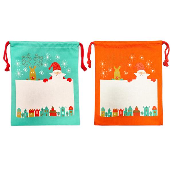 Bolsas de Navidad de sublimación de un solo lado en blanco para transferencia de calor, sacos de arpillera navideños