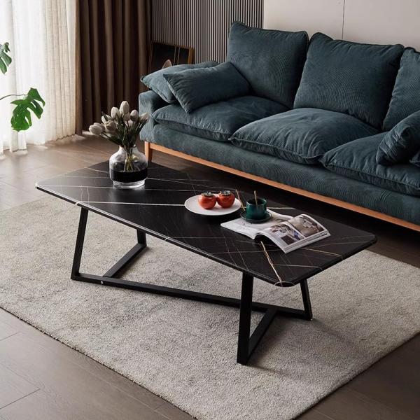 Living Room Apartment Wood Coffee Table with Metal Frame MANGO Wood Modern Style