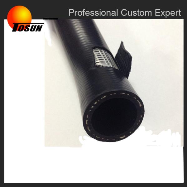 Woven fabric reinforced hose for cars