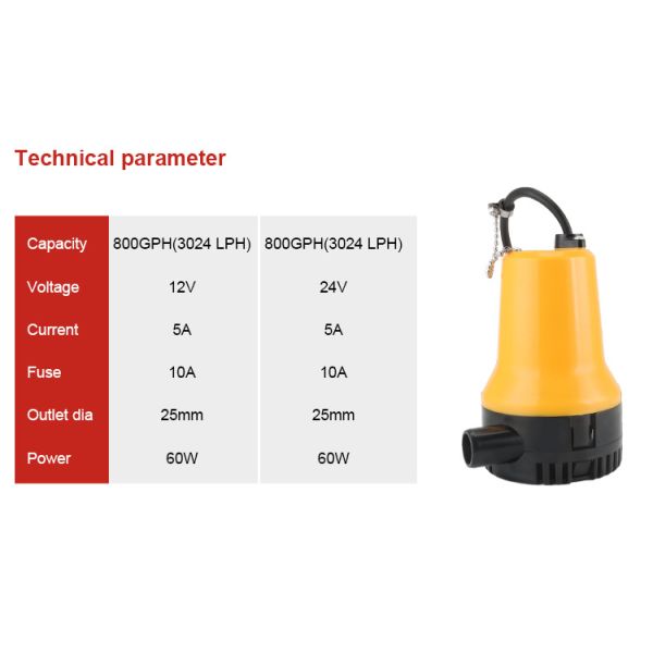 BL-2512S Little Yellow Pump Micro Bilge Water Pump Submerged Pump