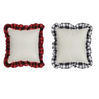 Fundas de almohada en blanco para sublimación de doble cara, estampadas a cuadros, de algodón y lino