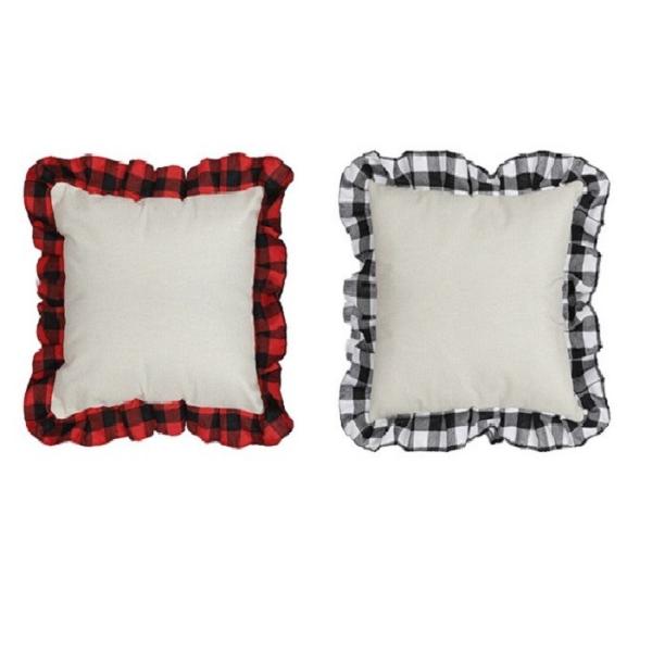 Double Sided Sublimation Pillow Case Blanks Printed Plaid Cotton Linen Sublimation Pillow Cover