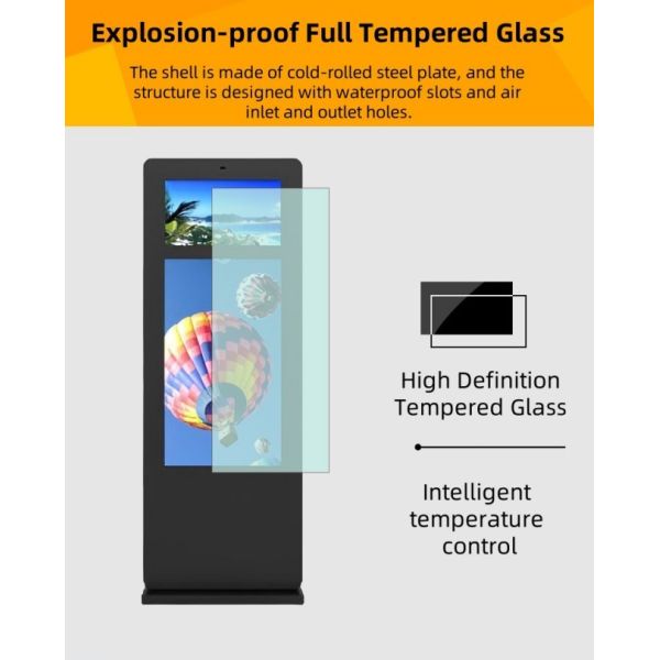 32 inch+55 inch vertical outdoor dual screen advertising machine for various weather conditions