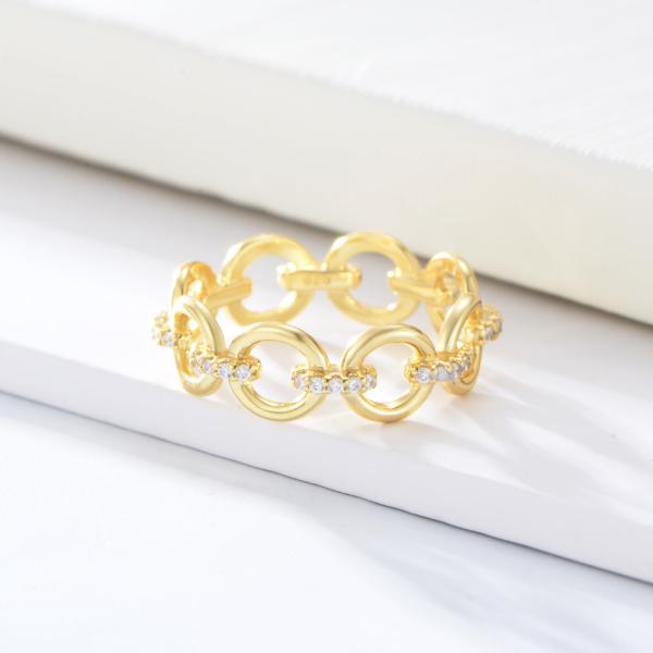 Forma delicada de la cadena CZ Diamantes Eternidad Anillos 925 de plata esterlina para joyería masculina