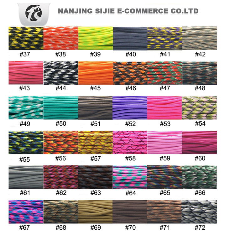 Outdoor Survival Paracord 550 with 7 Inner Strand Typeiii Polyester Paracord Braided Rope