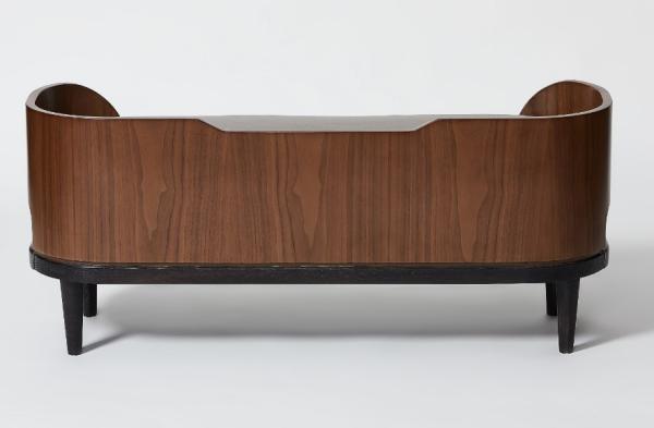 Ritz Carlton Hotel Upholstered Bedroom Bench Walnut Wood Finish