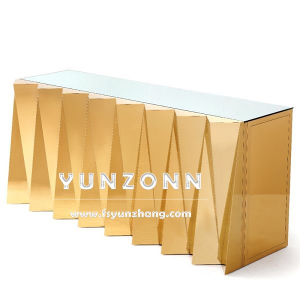 Gold Stainless Steel Luxury Ridged Bar Foldable Wedding Table for Hotels