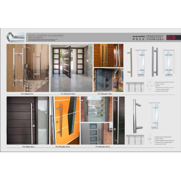 wooden door handles brass / SUS entry door handles set Dia. 32mm tub L600-L1800 W-DH604 glass door handle