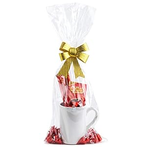 Cellophane Wrap For Gift Baskets, Opp Plastic Gift Bags With Red Bows Ribbon Wrap for Baskets & Gifts