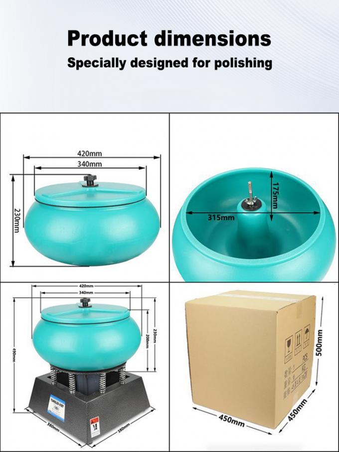 Vibratory Polishing Machine with 250W Power 12L Capacity and 110v/220v Voltage for Jewelry Finishing