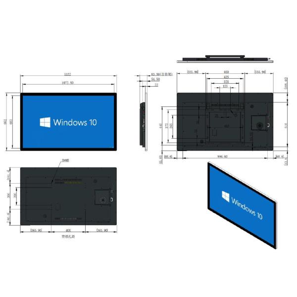 49 Inch Metal Fanless All In One Touch Screen Panel PC Computer For SCADA