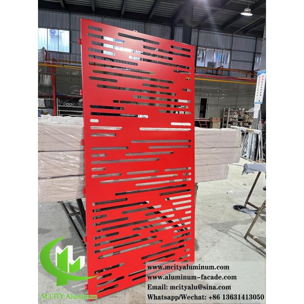 CNC Perforated Aluminum Column Cladding with Laser Cut Pattern and LED Light Inside in Powder Coated Finish