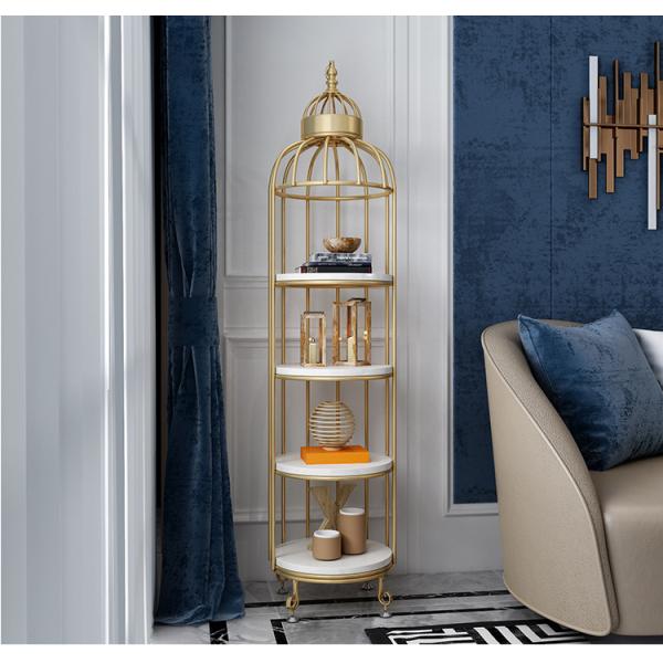 Rustproof Four Layers 32x136cm Metal Flower Stand Birdcage Shape