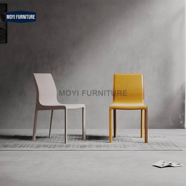 CUSTOM Stainless Steel Legs Upholstered Saddle Leather Dining Chair Modern Italian Design Living Room Restaurant Furniture