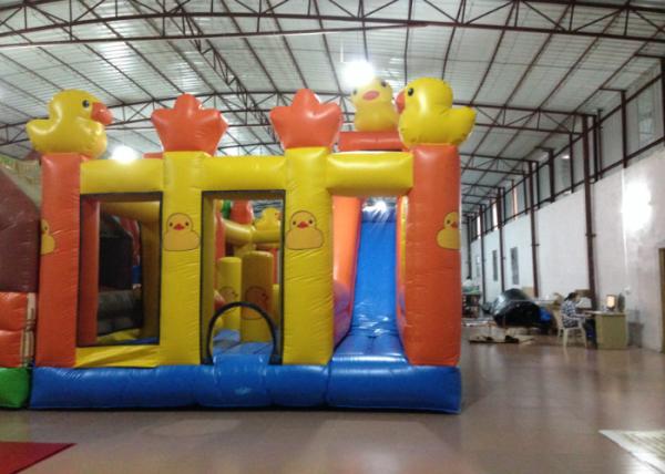Inflatable Duck Kids Bouncy Castle ,  High Slide Castle Bounce House 12 X 5m