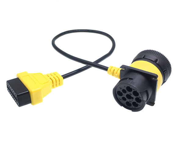 Custom Pinout 12V/24V Type 2 Green Deutsch 9pin J1939 to OBD2 Connector Splitter Y Cable Splitter