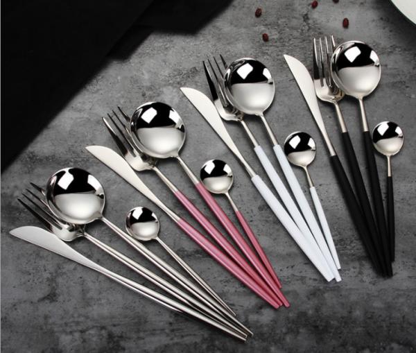 NEWTO High-grade NC099 Black and Silver Stainless Steel Cutlery Set Flatware Set Banquet Tableware