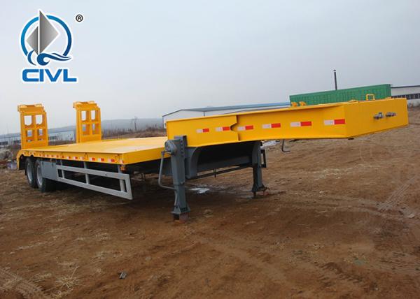 Yellow 3 Axles Low Bed Semi Trailer Trucks / 20T 30T Manual side tipper Truck Trailer Howo