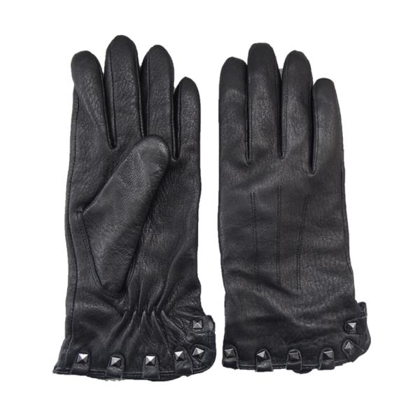 100% Handmade Deer Leather Gloves , Womens Black Leather Driving Gloves
