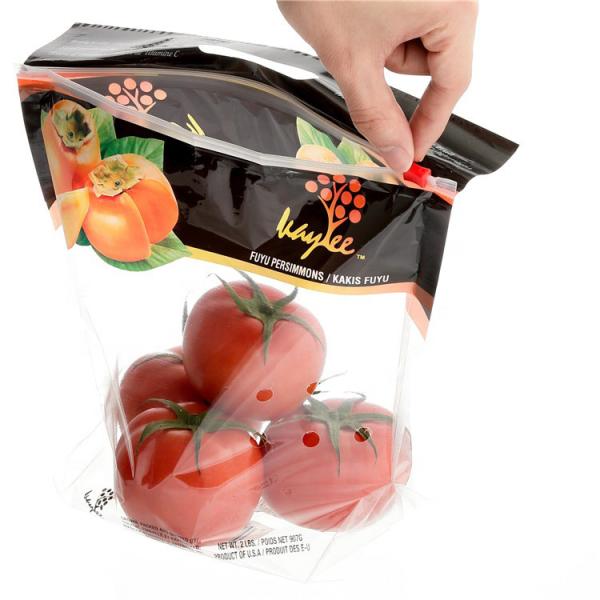 Stand Up Perforated Bags For Vegetables , PP Green Bags To Keep Produce Fresh