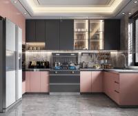 Mueble de cocina modular gris moderno con estructura de melamina