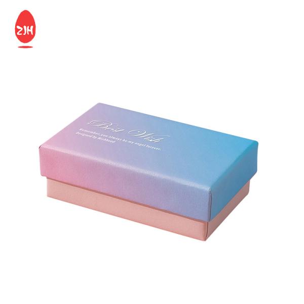 Oem Senior  Silver Stamping Cardboard Gift Packaging Box Blue Pink Gradient