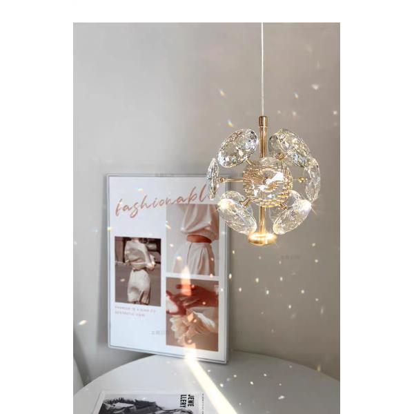 Modern Hotel Wedding Decor Crystal Hall Lamp With D120mm Light Source And 50000 Hours Lifespan Round Crystal Flower Pendant Light