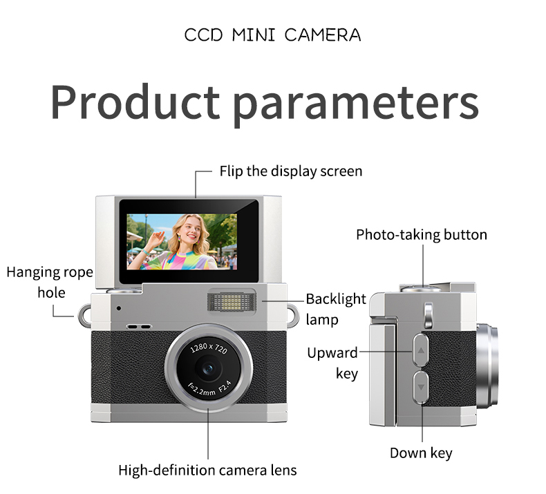DLC 1080P HD Neck-Wearable Mini Camera - Flip Rotatable Lens, Flash & Filters & Selfie, Portable Fashion Accessory Camera