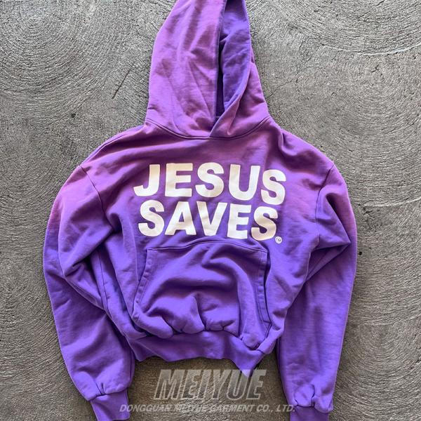 Vintage Gradient Color Acid Wash Pullover  Silk Screen Hoodies Anti Pilling