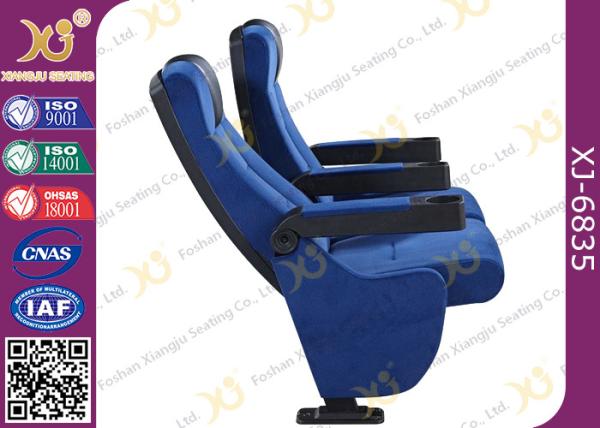 High Back Heavy Spring Fixed Theatre Seating Chairs With Plastic Cup Holder