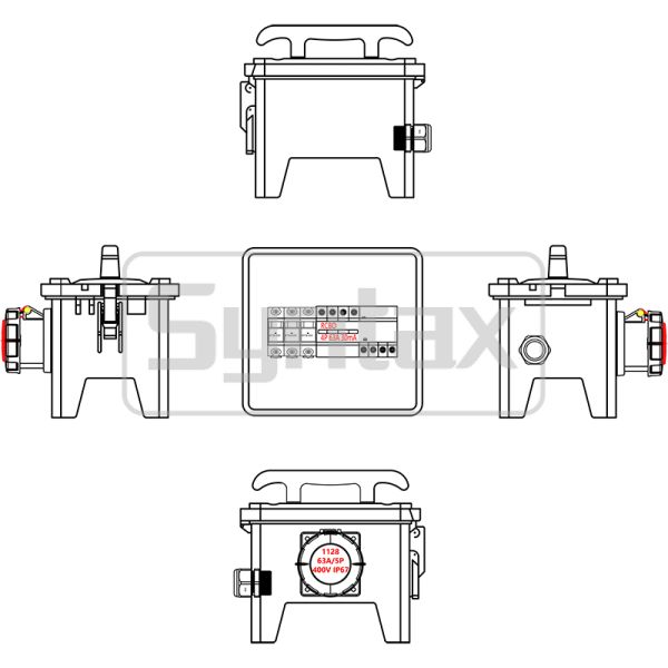 Syntax MP12 Portable Power Distribution Boards 63amp 3 Phase 400V Fused 300*230*287mm