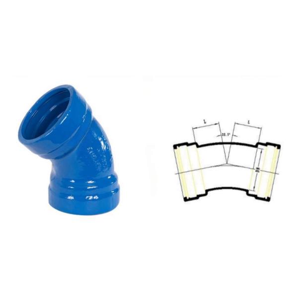 DI Double Socket Bends DN80-DN2000 22.5 Degree ISO2531/EN545 Standard