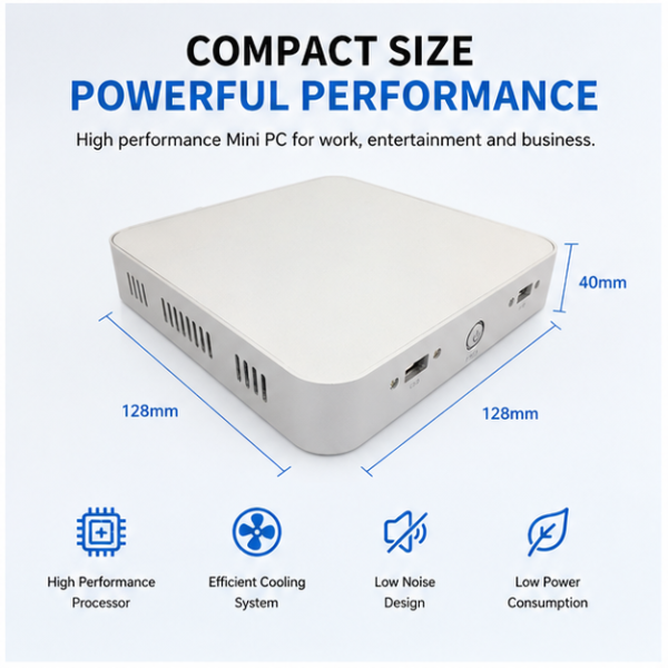 2026 Stock X86 Mini PC HY1001 Support Tiger Lake 11th Gen Core I5 11260H Dual DDR4 Memory Max 64G Quick Delivery