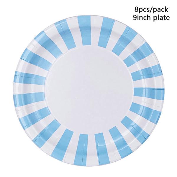 Boys Christmas Blue Strip Birthday Paper Plates And Napkins Cups