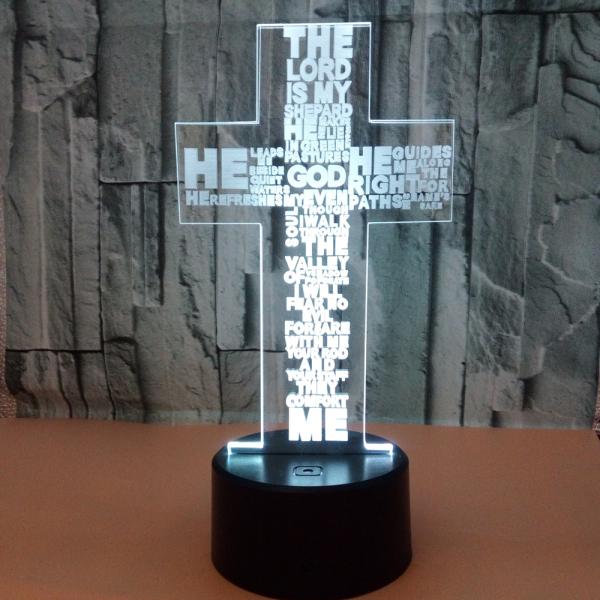 Custom religion sign words picture Cross Christian 3D night Lights LED Vision USB lamp