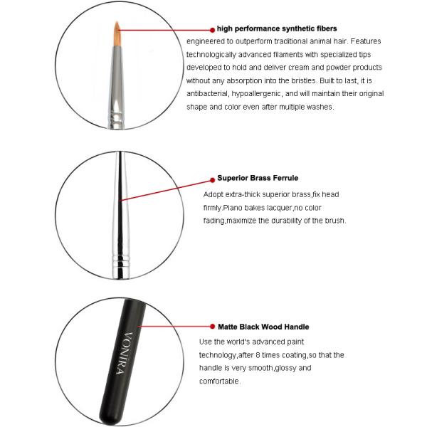 Высококачественная Точн-наклоненная щетка вкладыша детали макияжа с черной деревянной ручкой