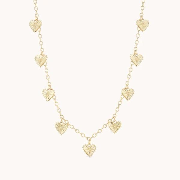 Модное 14K позолоченное модное многосердечное ожерелье женского латуни